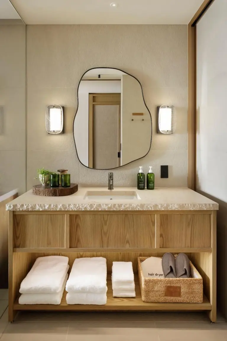 Baño elegante con comodidades modernas en 1 Hotel Tokyo