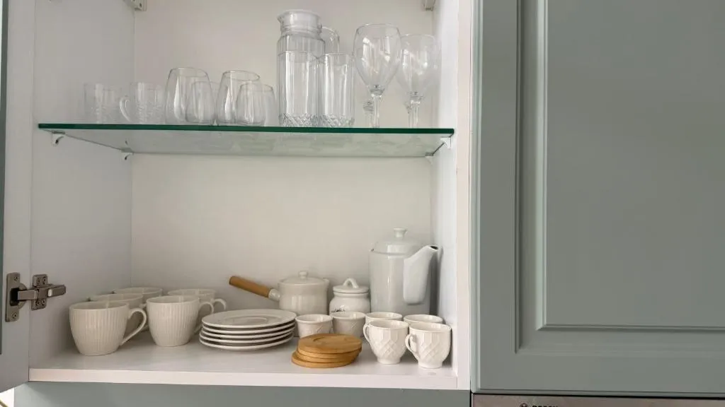 1BR Private Lagoon Resort Escape & Sunset Balcony By Green Sky Holiday Homes kitchenware storage cabinet