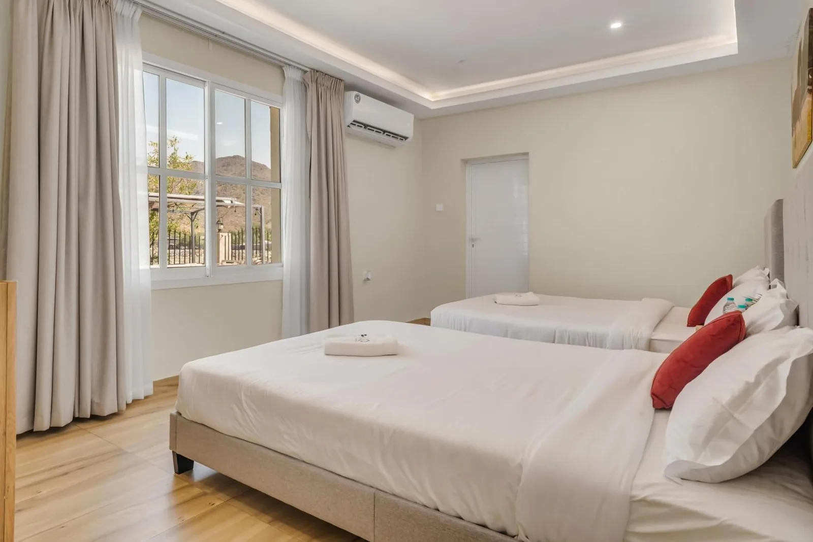 Stylish modern bedroom in the hotel in Fujairah