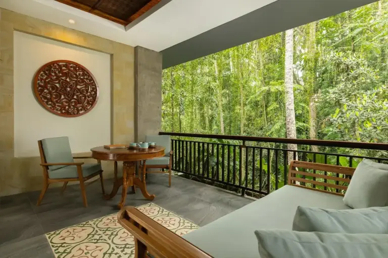 Balcon privé d’une chambre à Abisena Wellness & Resort Ubud-Adult Only