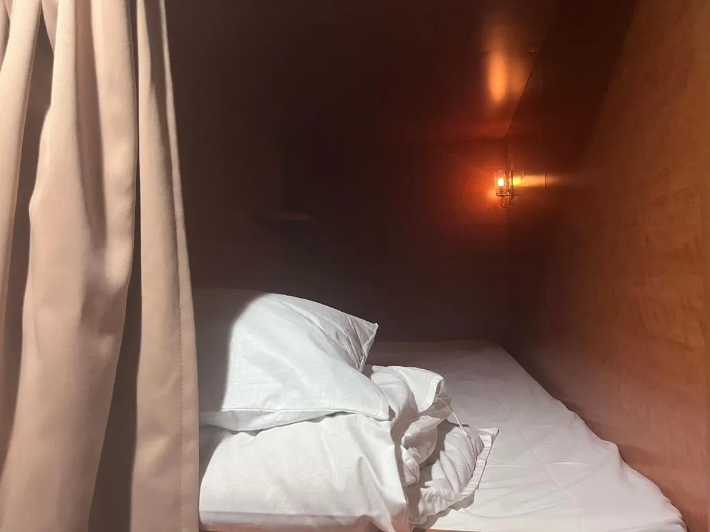 Sleeping area inside a capsule at Ace Inn Shinjuku in Tokyo