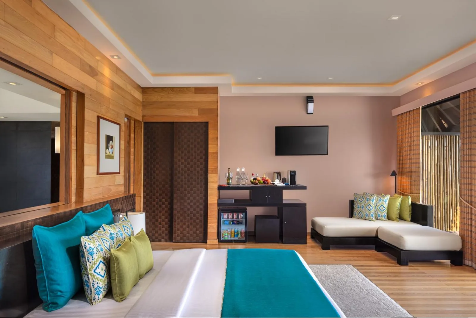 Charming bedroom in a water villa at Adaaran Prestige Vadoo