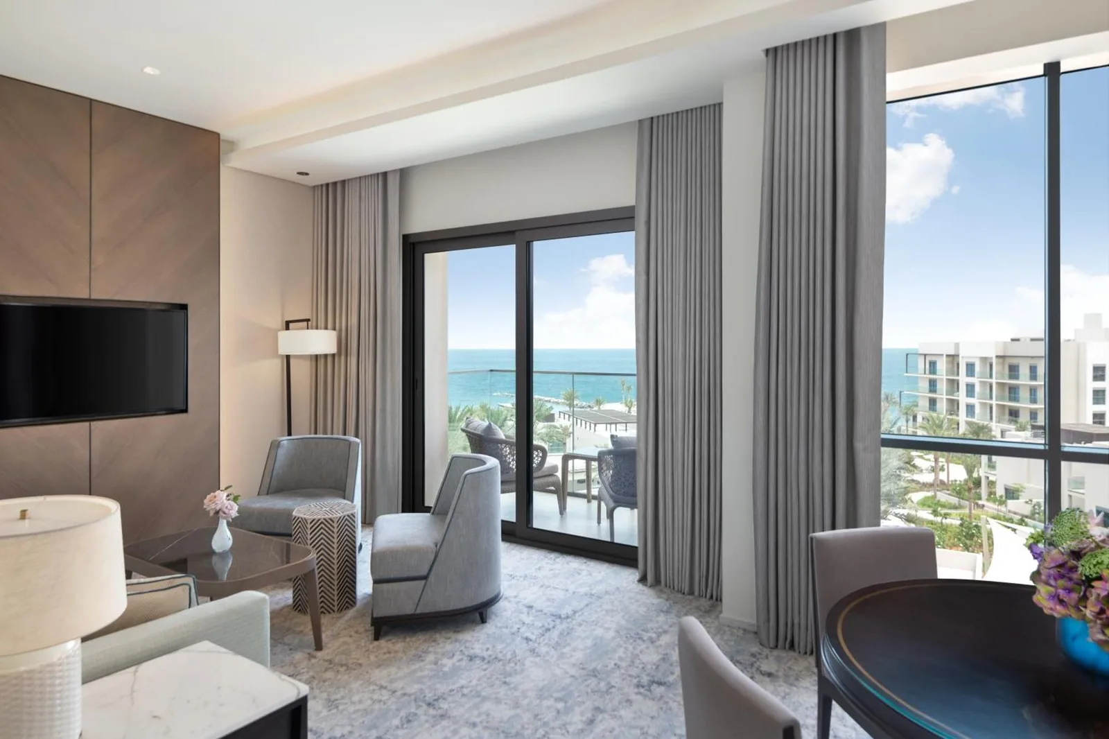 Living area in suite at Address Beach Resort Fujairah