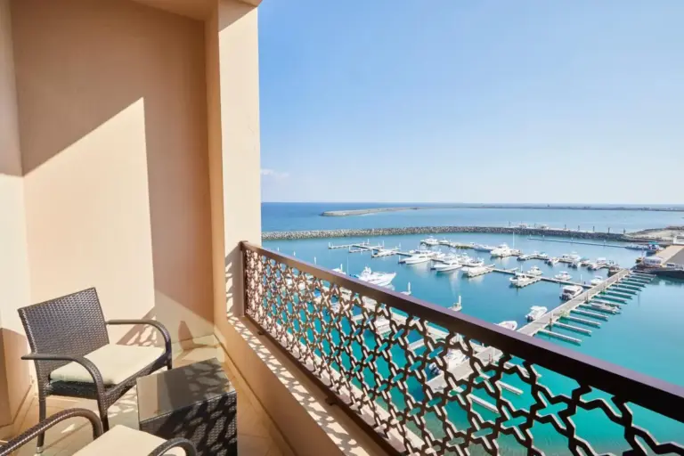 Balcony view from Al Bahar Hotel & Resort overlooking the marina