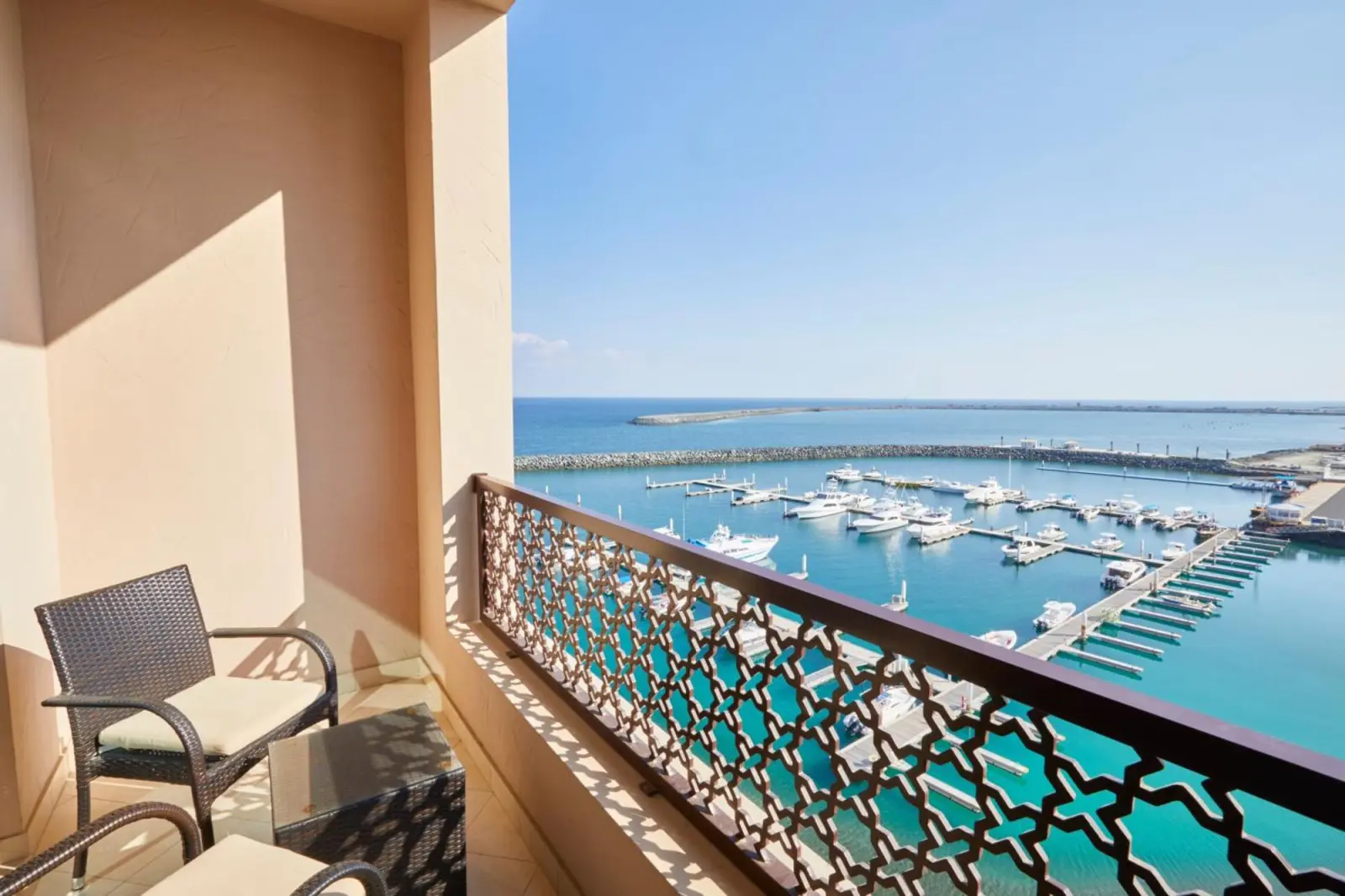 Balcony view from Al Bahar Hotel & Resort overlooking the marina