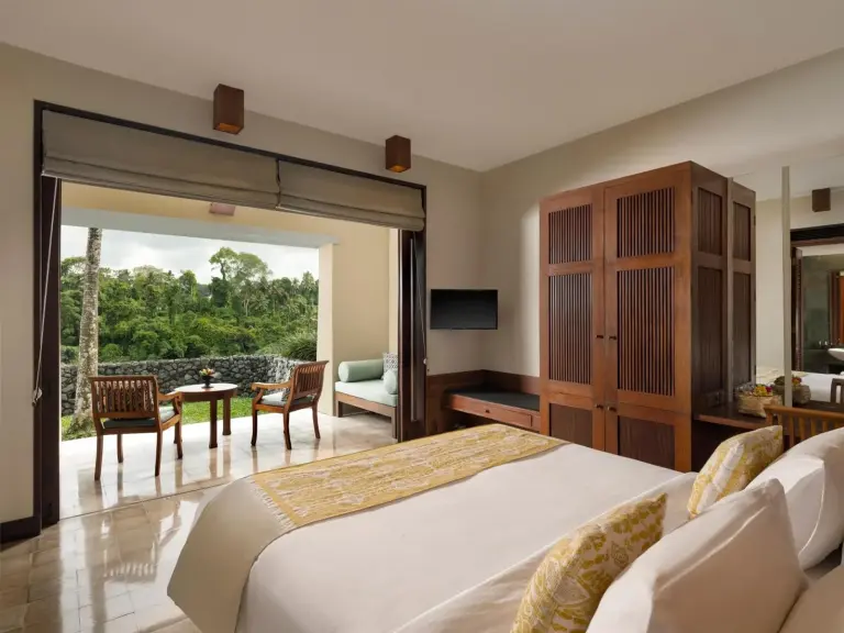 Luxurious room at Alila Ubud with outdoor seating