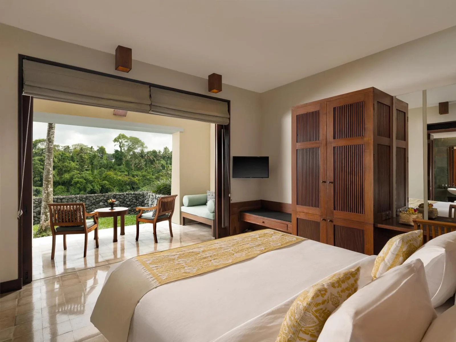 Luxurious room at Alila Ubud with outdoor seating