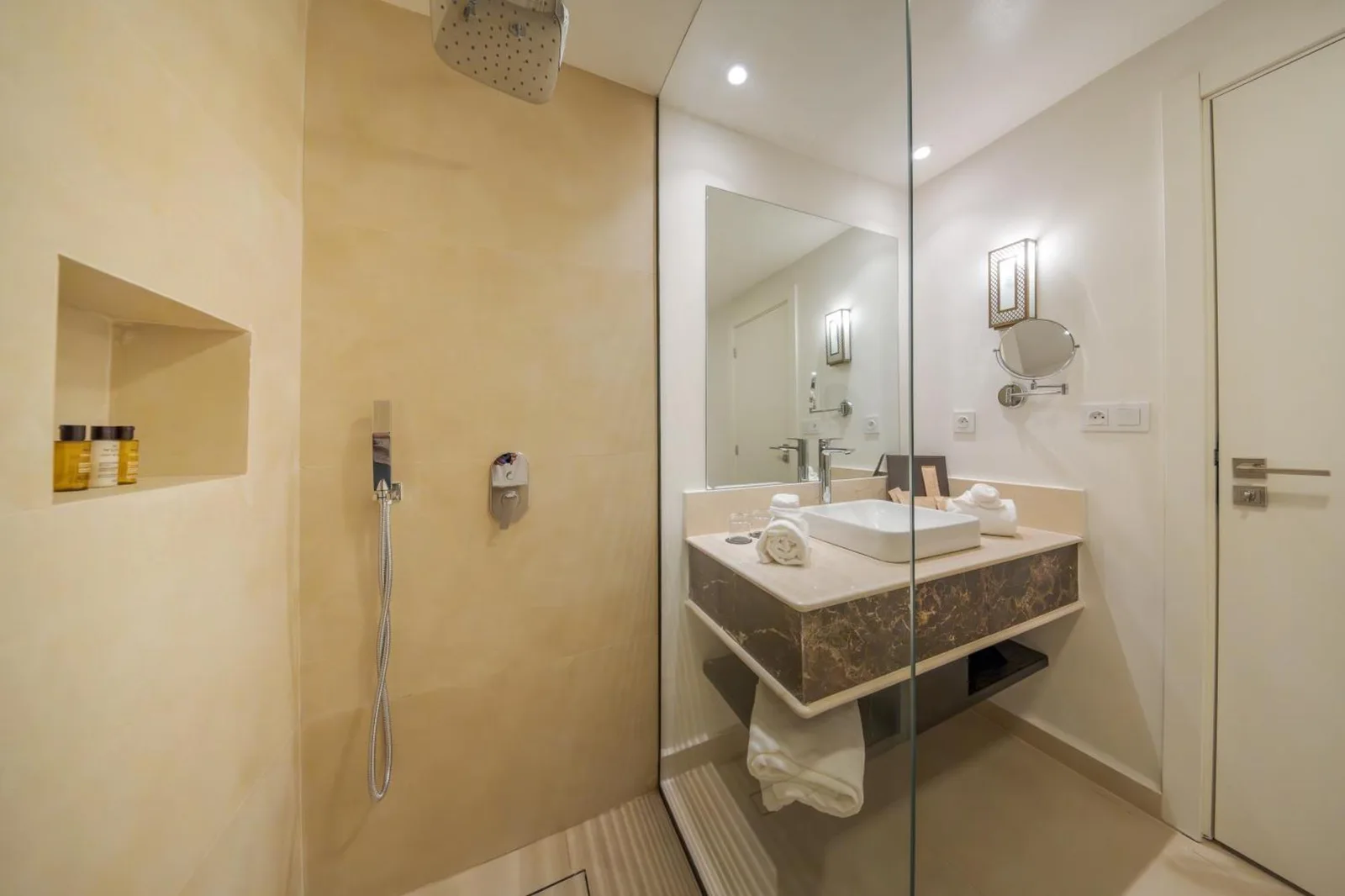 Shower area in bathroom at Amanar Hôtel & Spa Ouarzazate