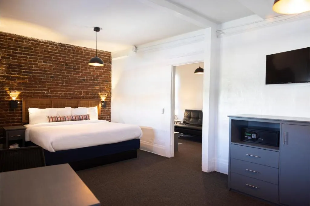 American Hotel modern bedroom with flat-screen TV