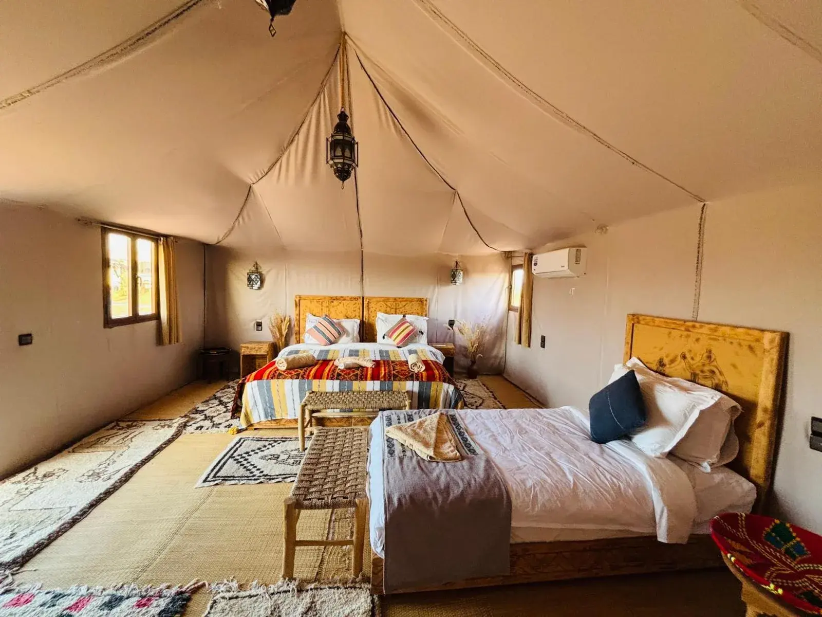 Colorful tent suite layout at Amskou Camp