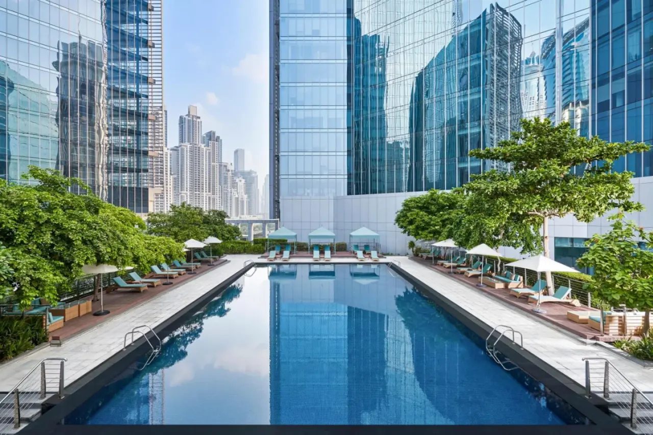 Anantara Downtown Dubai swimming pool with city views