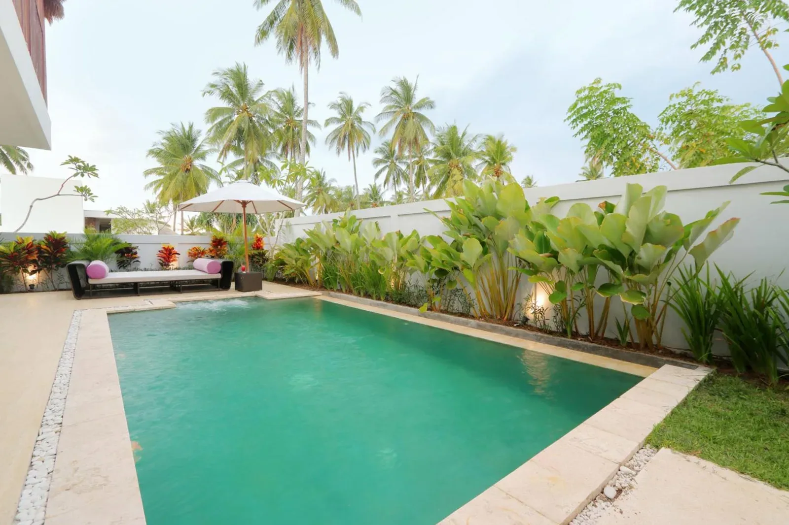Private pool area at Anema Wellness Villa & Spa surrounded by tropical plants
