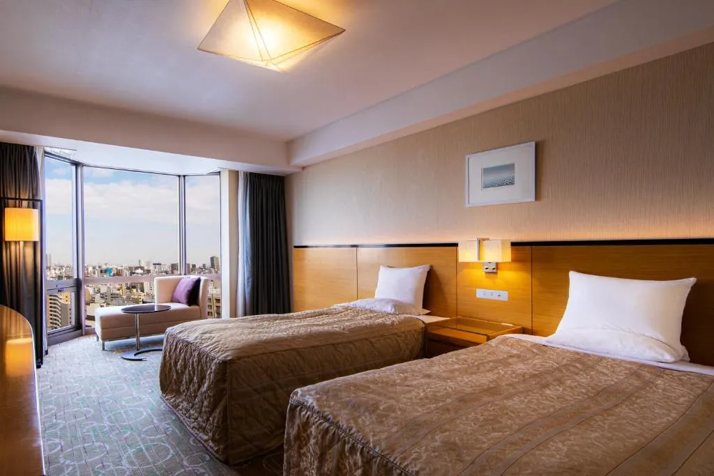 Zweibettzimmer mit Stadtblick im Asakusa View Hotel in Tokio