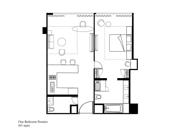 Plano de un dormitorio de Ascott Sudirman Jakarta