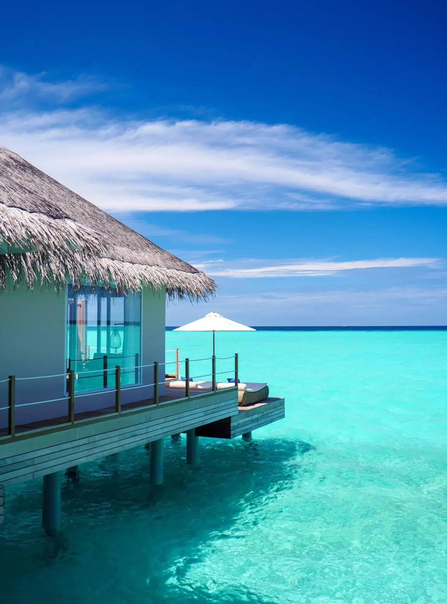 Extérieur de la villa en bord de mer du Baglioni Resort Maldives