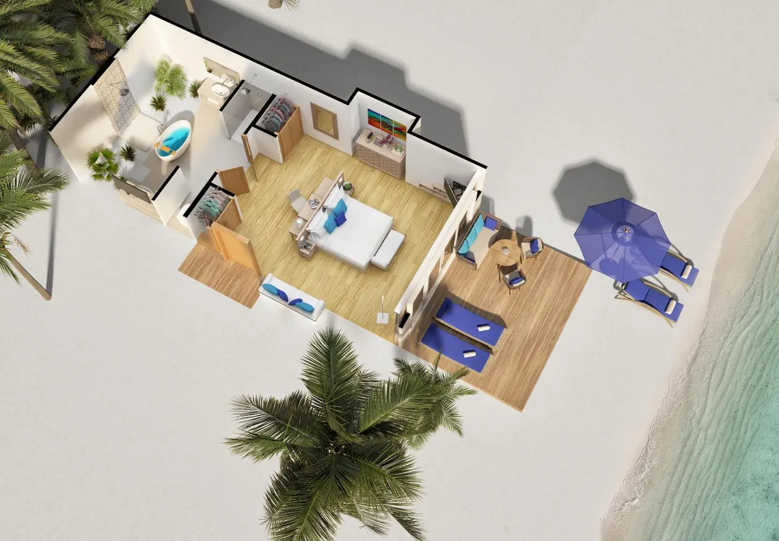 Agencement des chambres du Baglioni Resort Maldives
