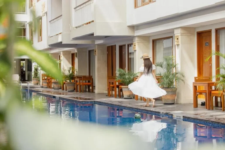 Guest enjoying the pool area at Bali Sun Tropical Hotel & Spa