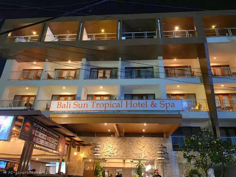 Night view of Bali Sun Tropical Hotel & Spa entrance