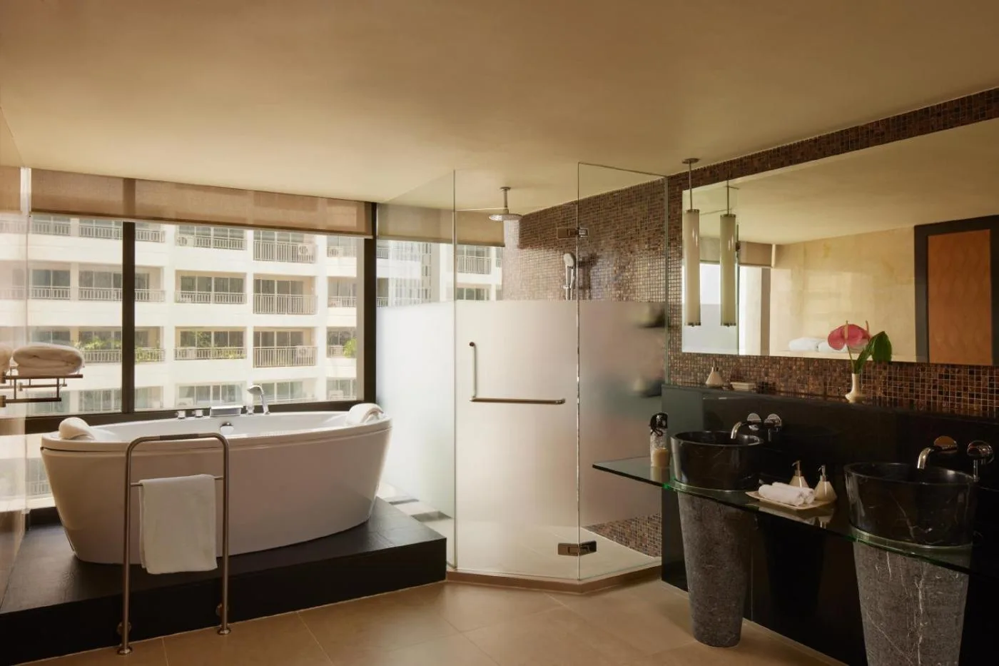 Modern bathroom with shower at Banyan Tree Bangkok