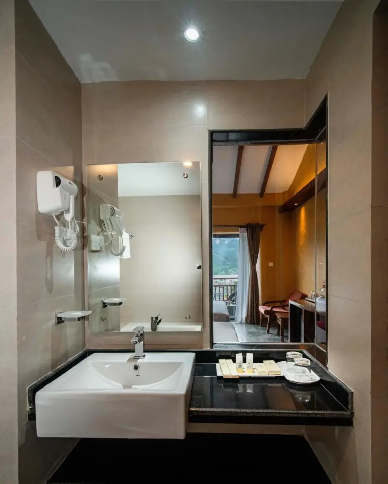 Bathroom amenities including dental and shaving kits at Bar Peepal Resort.