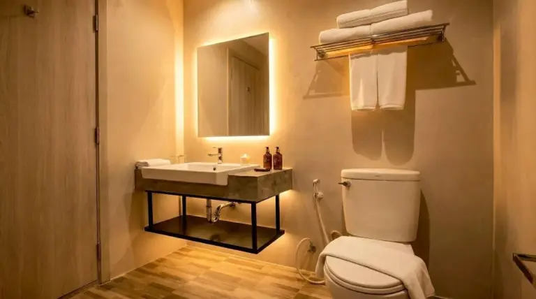 Bathroom vanity and toilet at Beehive Boutique Hotel Phuket in Phuket