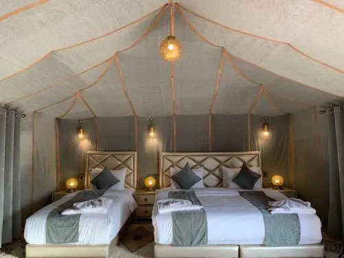 Interior view of Berber luxury camp tent