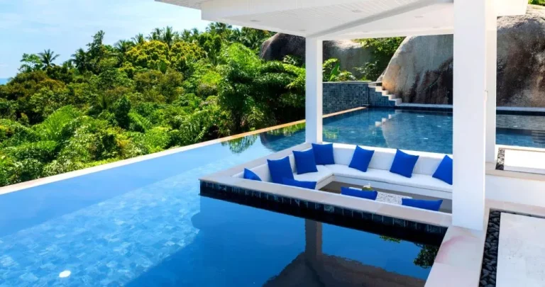 Pool lounge area at BLUE ELEPHANT Luxury Pool Villa Koh Samui