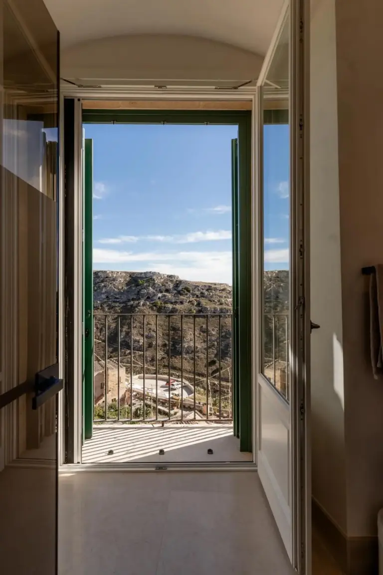 View from bathroom window at BV Quarry Matera