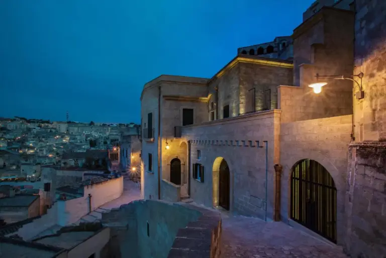 Exterior view of BV Quarry Matera at dusk