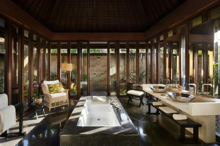 Luxurious bathroom at Bvlgari Resort Bali with natural light