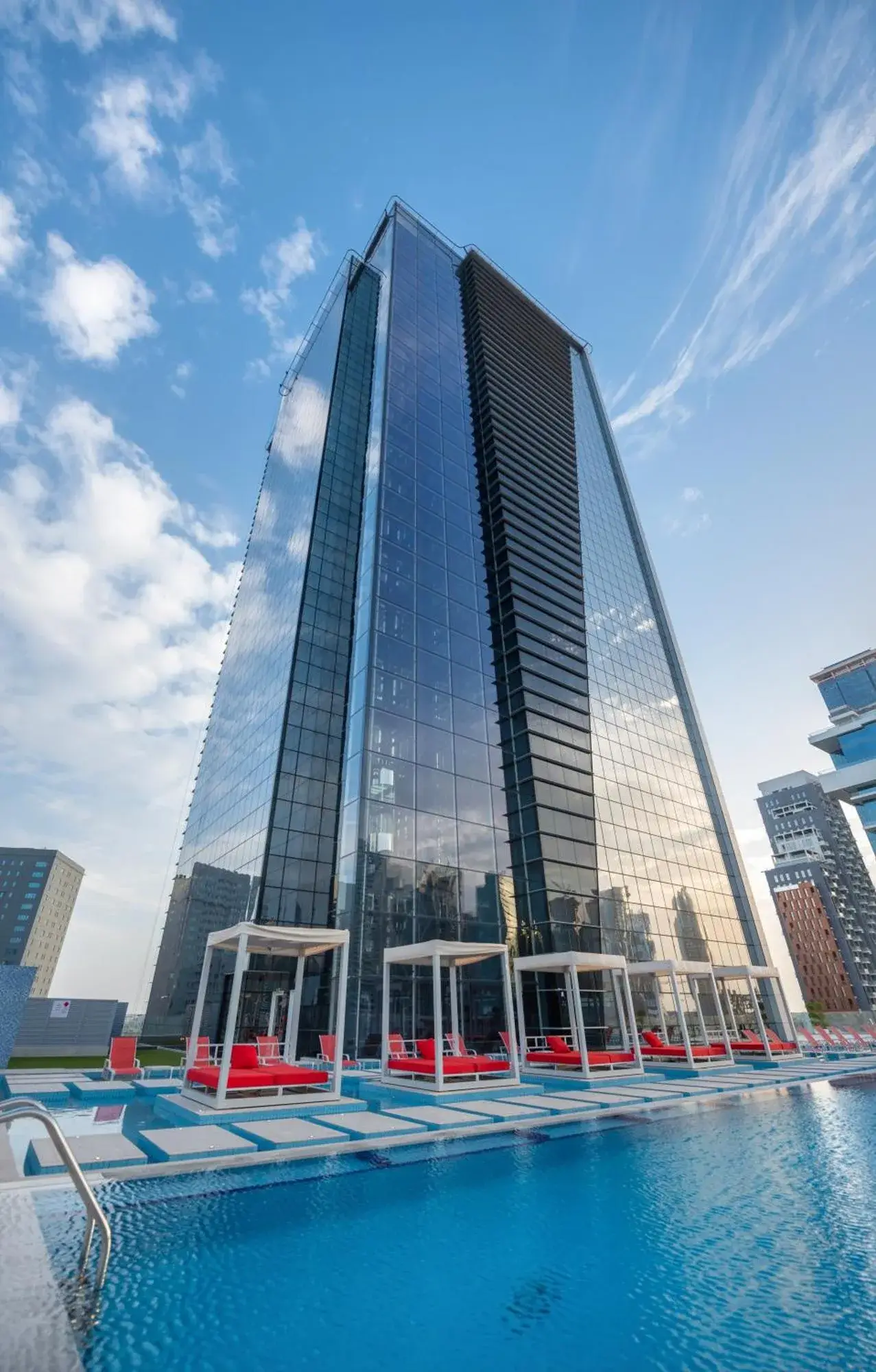 Canal Central Hotel Business Bay Dubai tower by swimming pool