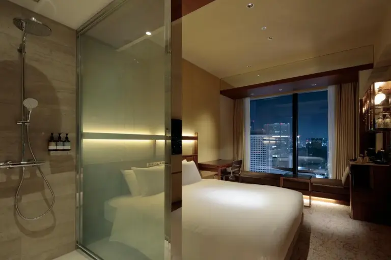 Nighttime view of guest room at Candeo Hotels Osaka The Tower
