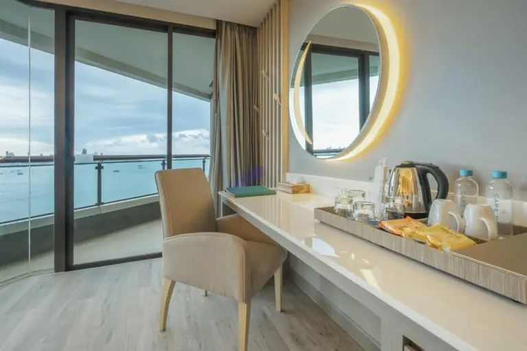 Cape Dara Resort workspace with view and amenities