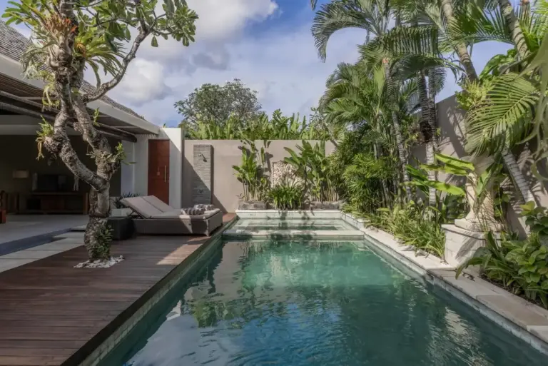 Chandra Bali Villas garden and pool view in Seminyak