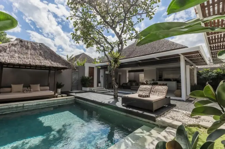 Chandra Bali Villas gazebo by the pool in Seminyak