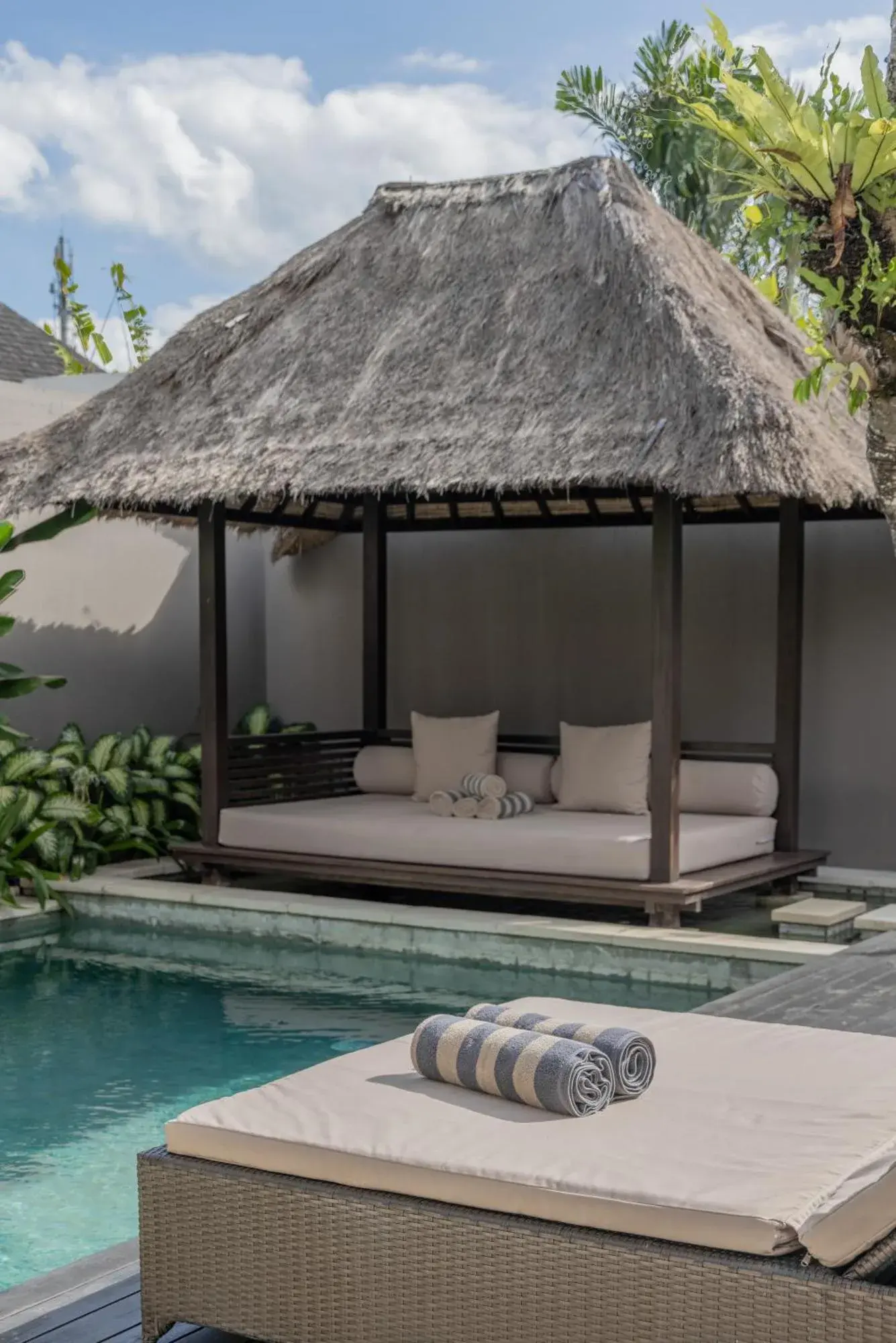 Chandra Bali Villas lounge area by the pool in Seminyak