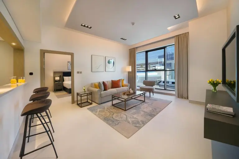 Stylish living space in a suite at Cheval Maison - The Palm