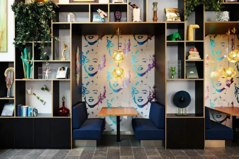 Art wall in the lounge at citizenM Los Angeles Downtown