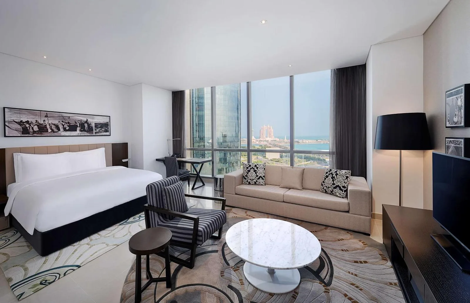 Interior view of a deluxe room at Conrad Abu Dhabi Etihad Towers
