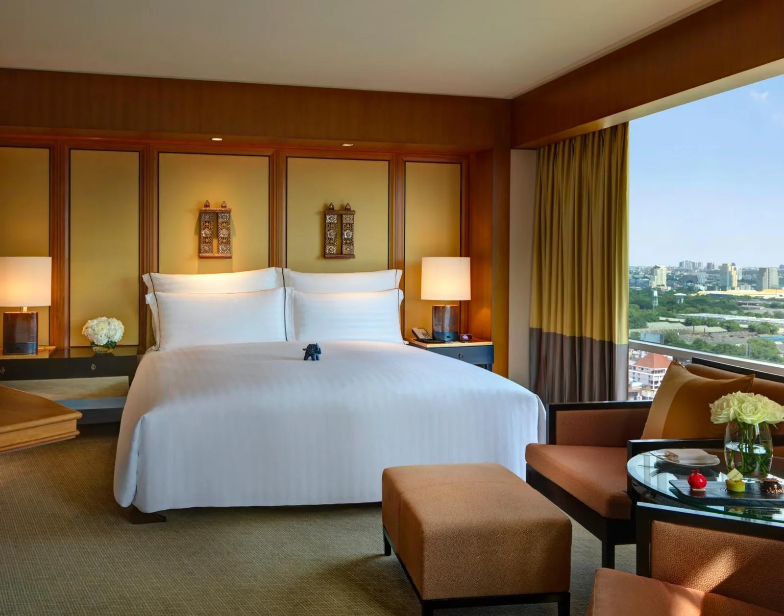 Elegant guest room with city view at Conrad Bangkok
