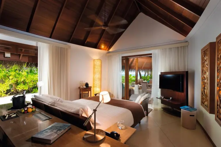 Cozy bedroom in a villa at Constance Halaveli, Maldives