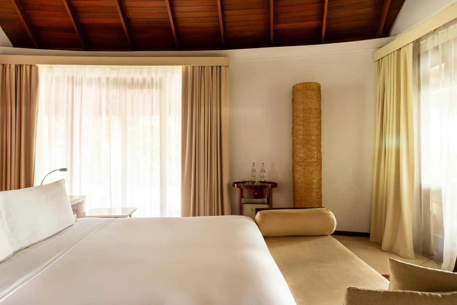Serene interior of a villa at Constance Halaveli, Maldives