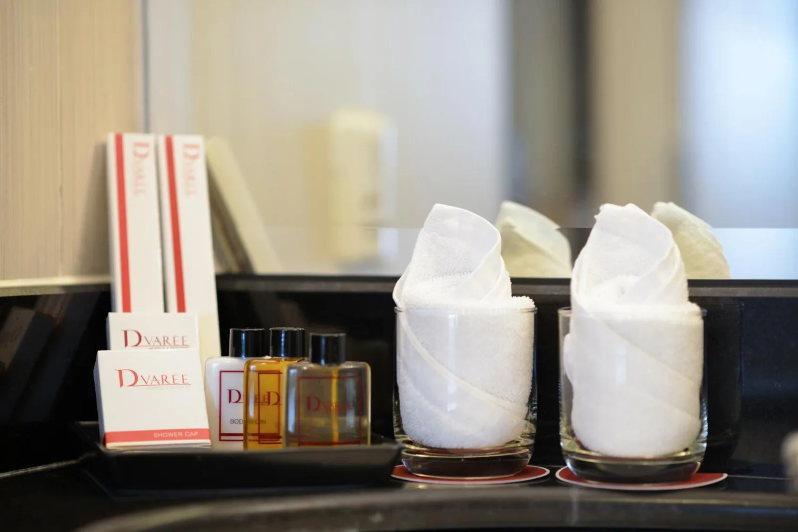 Bathroom amenities and toiletries at D Varee Jomtien Beach, Pattaya.