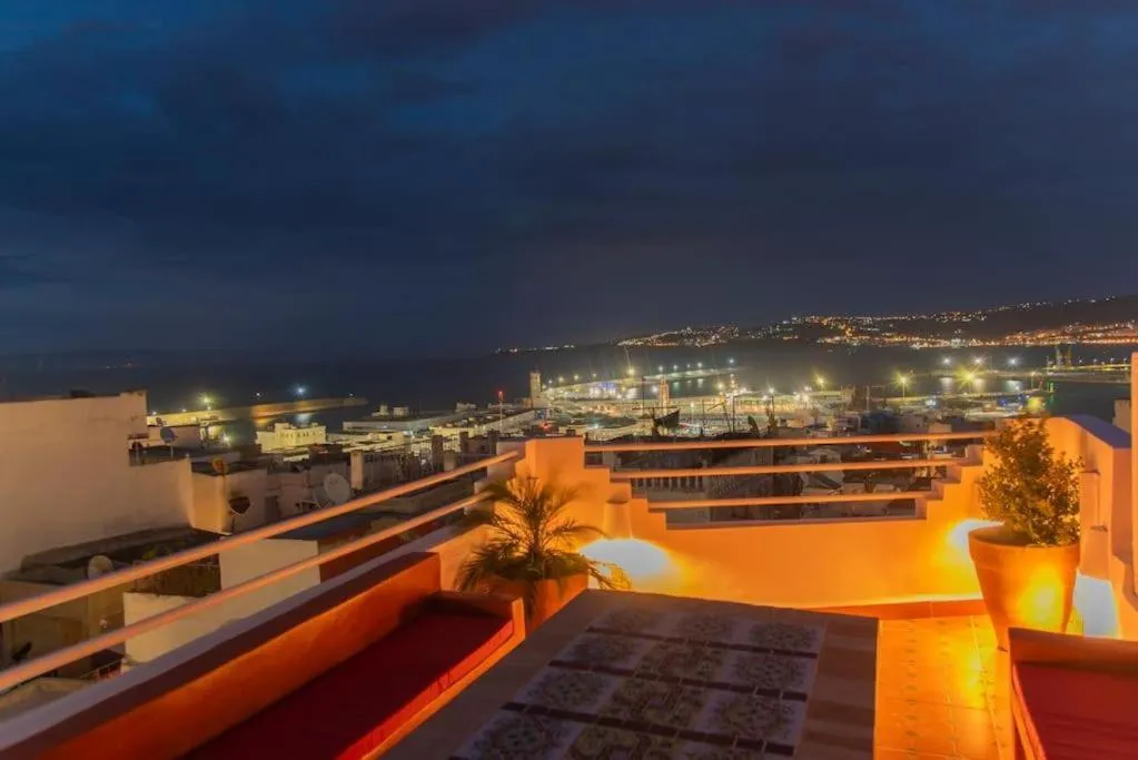 Harbor view at night from Dar Louban House in Tangier