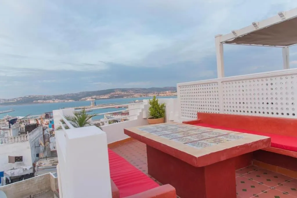 Rooftop seating area at Dar Louban House in Tangier