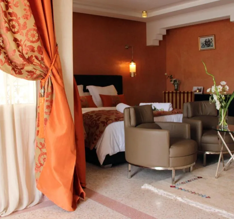 Cozy bedroom interior at Dar Souran, Tangier