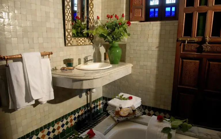 Elegant bathroom at Dar Tazi in Fes