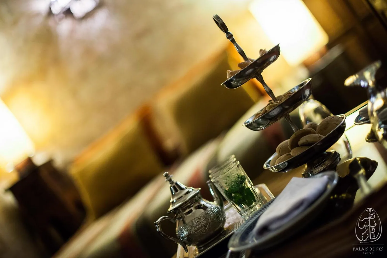 Moroccan tea setup at Dar Tazi in Fes