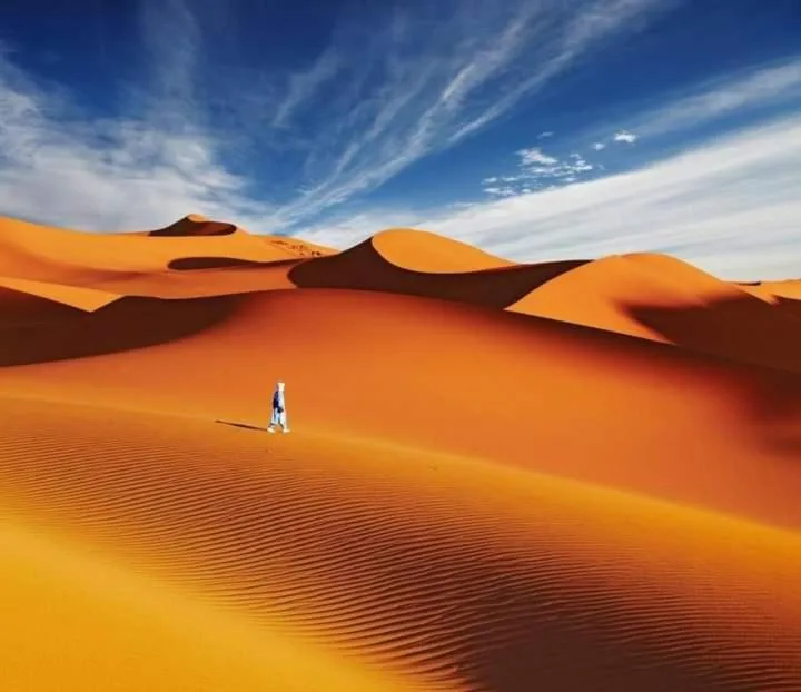 Vast desert landscape in Sahara, Merzouga