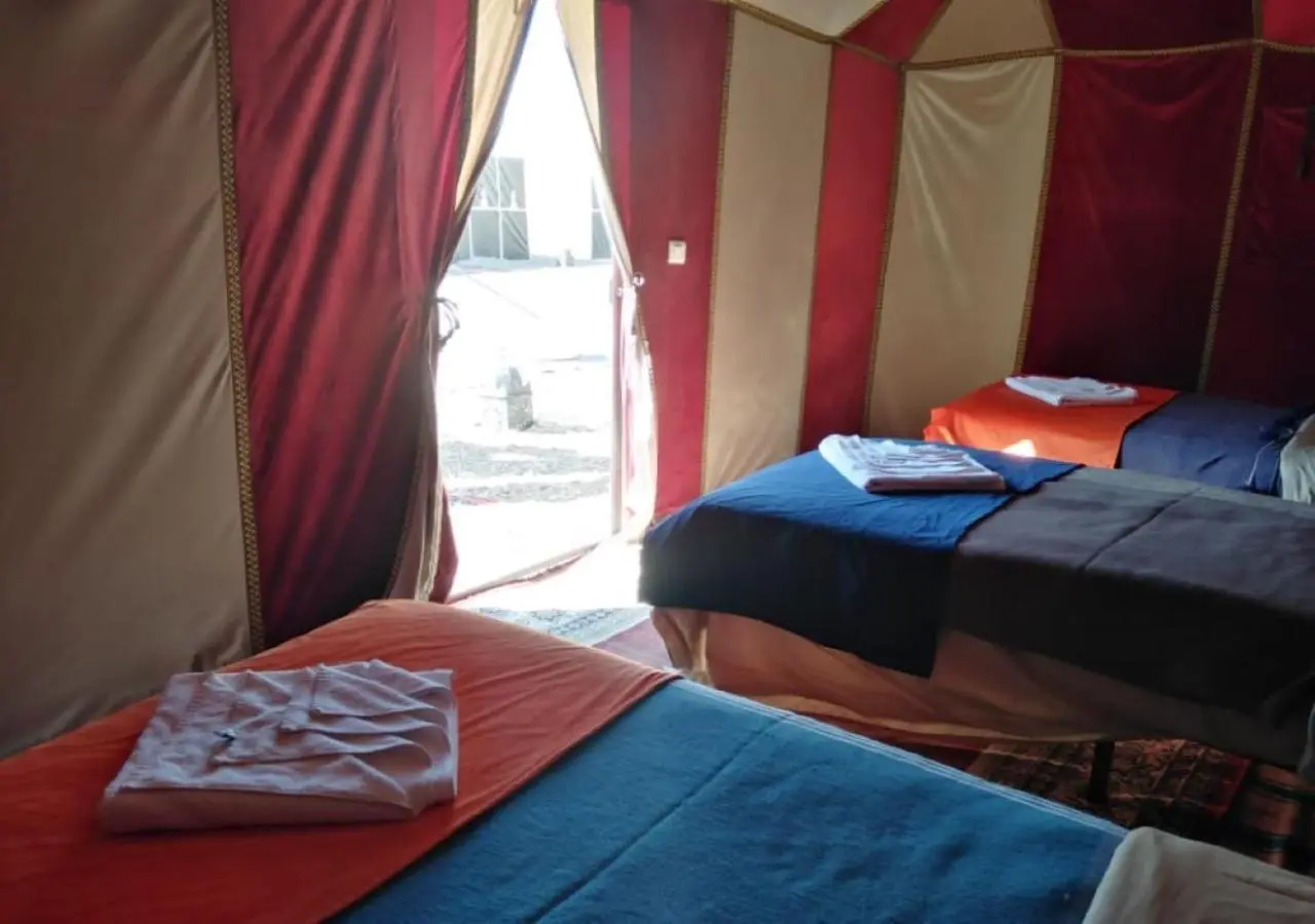 View from the entrance of a bedroom at Desert Life Camp in Merzouga